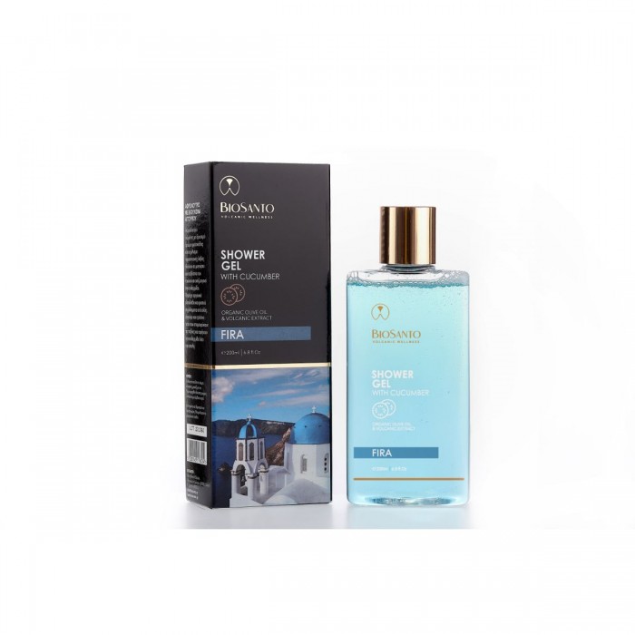 BIOSANTO - Shower Gel Fira  με Αγγούρι, Πράσινι Τσάι, Αλόη και Εκχύλισμα Ηφαιστιακής Λάβας 200ml